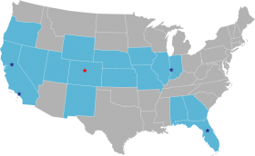 Our corporate offices are located in Denver, with regional offices in Sacramento, Terra Haute, Los Angeles and Orlando.